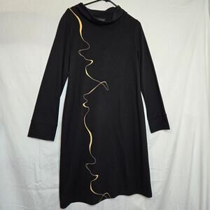 Evelin Brandt Women's Career Dressy Black A-Line Long Sleeve Pullover Sz 12 Drss